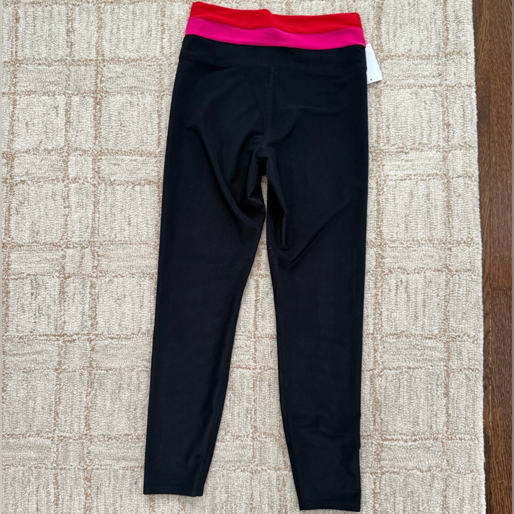 Beach Riot Black Leggings with Pink & Red Waistband
